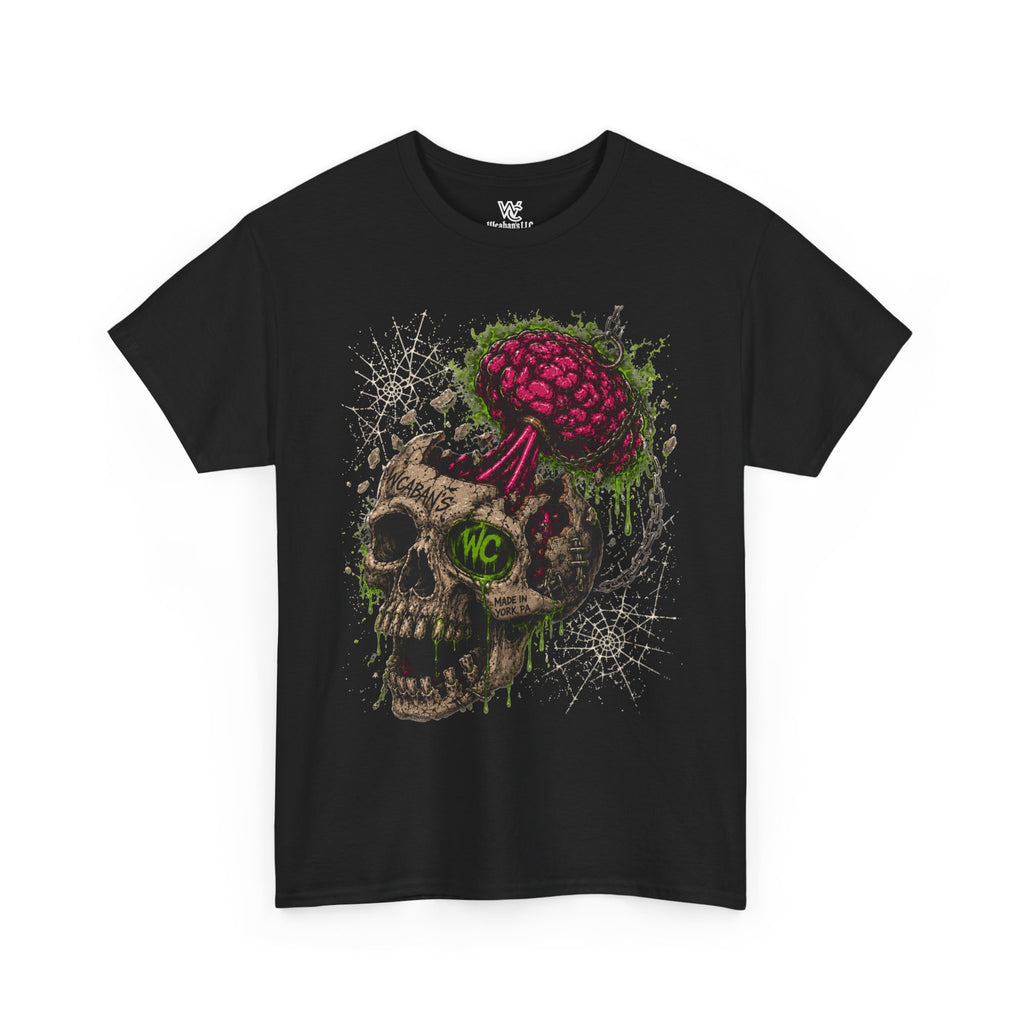 Zombie Skull Tee — Exposed Brain Horror Graphic T-Shirt Unisex